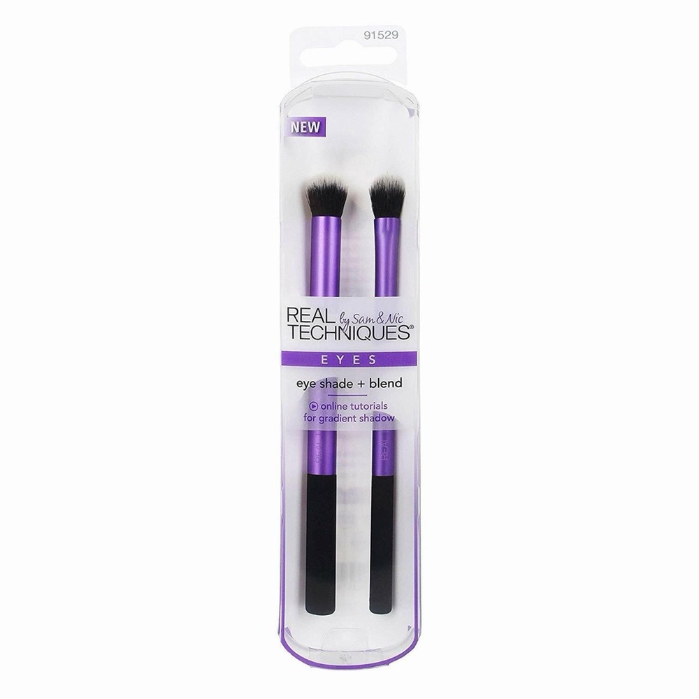 Real Techniques Eye Shadow and Blender Brush Set 2-Piece Makeup Brushes Purple